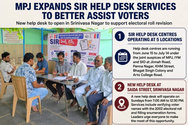 MPJ Expands SIR Help Desk Network, Opens Additional Centre To Assist Voters