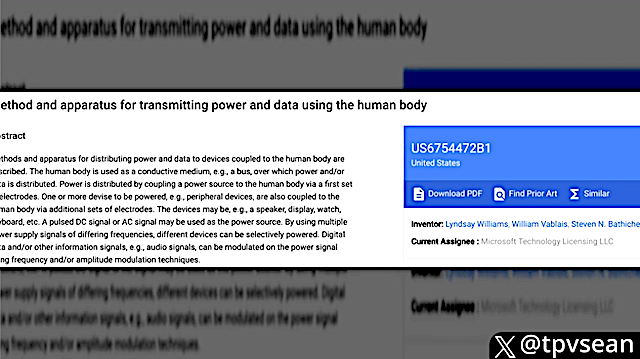 image ‘Method and apparatus for transmitting power and data using the human body’