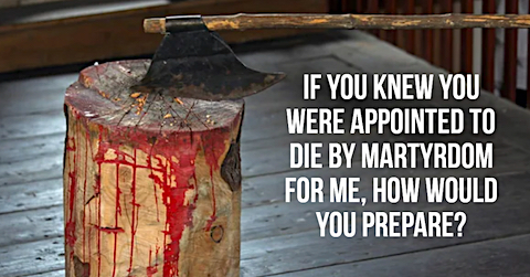 image an Axe on a bloodied chopping block