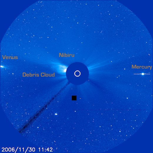 image Nibiru appearing in the SOHO c3 images