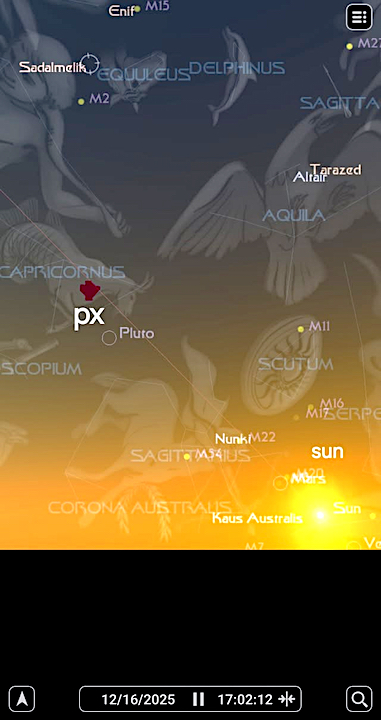 image Nibiru in Capricorn and the Sun in Sagittarius, December 16th, 2025