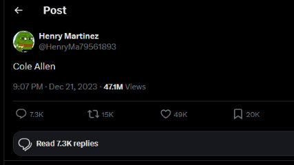 Time Machine: On December 22, 2023, a Twitter post was published only consisting of the name 'Cole Allen' - Trump's shooter 