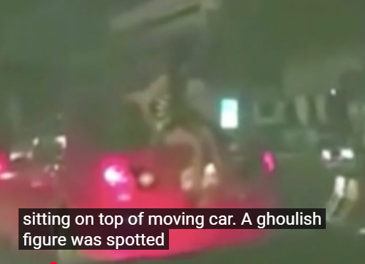 Haunting footage shows ‘ghostly girl’ sitting on top of moving car